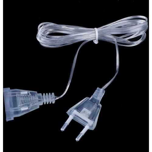 3M EU Power Extension Cable Plug Transparent Standard Power Extension Cord For Home Holiday Led String Light Christmas Lights