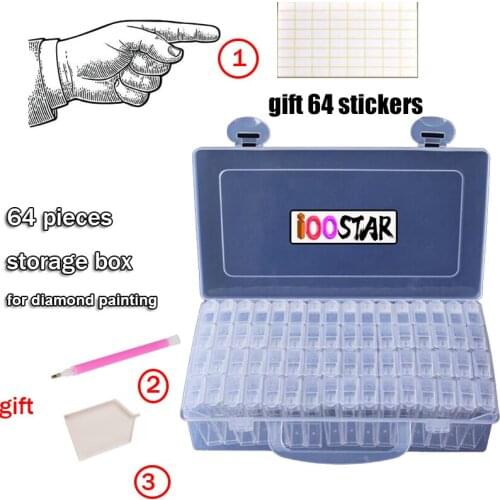 64pcs Grid Transparent Diamond Painting Box Beads Container Box Storage Box Organizer for Diamond Jewelry Nail Art Accessories