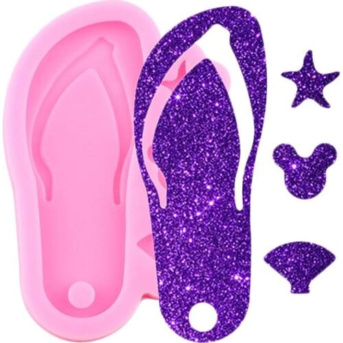 Shiny Glossy Flip Flop Silicone Mold Decoration Keychain Molds DIY Handmade Charms Mould Resin Craft Necklace Moulds