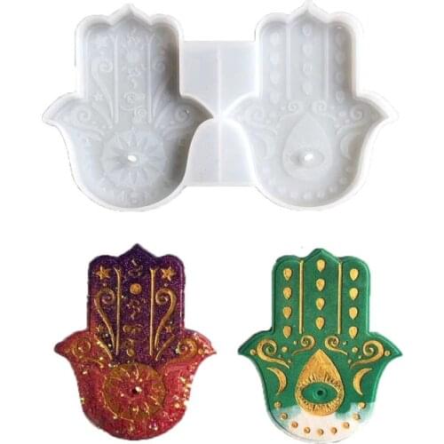 DIY Hamsa Hand Shape Tray Silicone Resin Mold Palm Amulet Epoxy Resin Mold Dish Resin Casting Moulds Tool