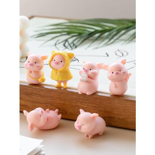 Wearing Yellow Raincoat Piggy Resin Decoration Curing System Home Office Computer Desktop Room Small Decoration Ideas In The Car