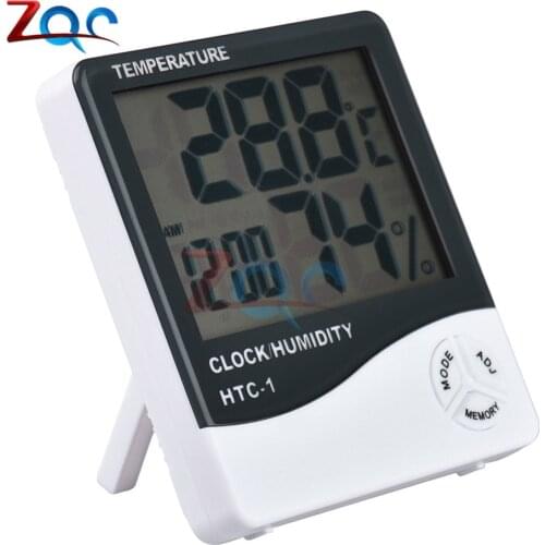 For HTC-1 Indoor Room LCD Electronic Temperature Humidity Meter Digital Thermometer Hygrometer Weather Station Alarm Clock