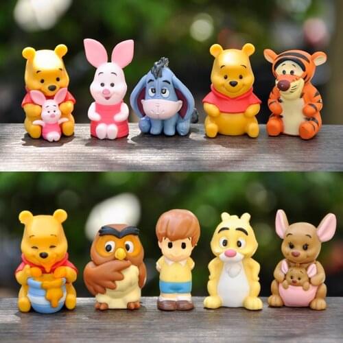 10Pcs/Set Cartoon Pooh Bear Family Cute Action Figure Toy Piglet Owl Tiger Decoration PVC Figure Model Toys Gifts for Girls Kid