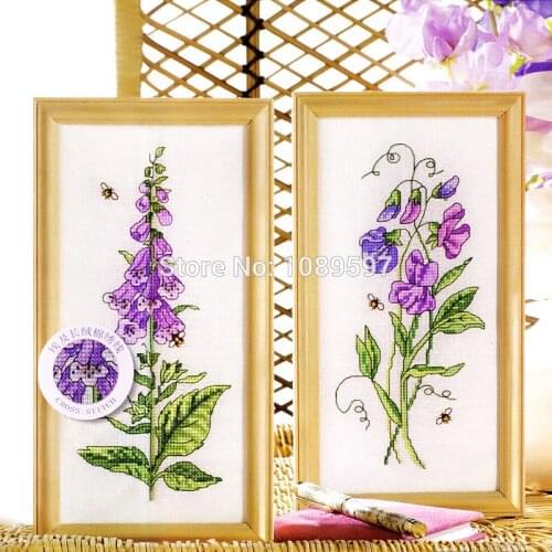 Fishxx Cross-Stitch Col135-6 [Purple Flower Art] cotton thread and cloth , water-soluble,100%accurate,11CTembroidery