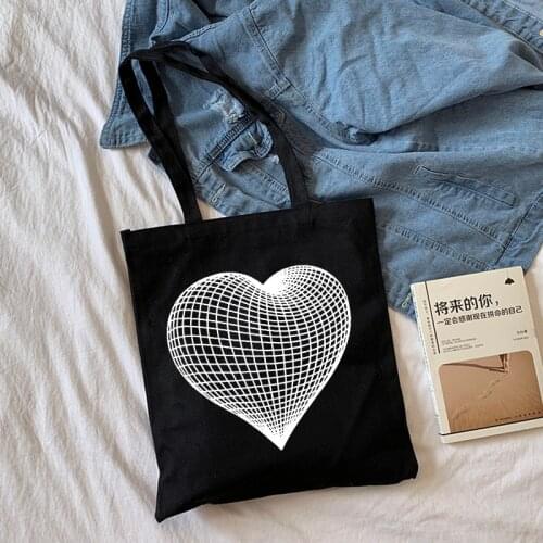 Japanese anime printed canvas bag casual large-capacity hip-hop women shoulder bag y2k heart Vintage sweet female shopper bags