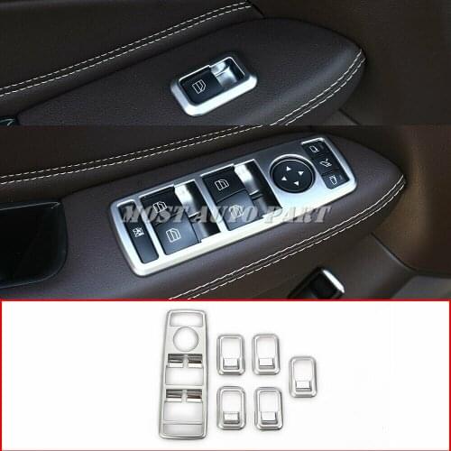 ABS Plastic Chrome Interior Window Lift Switch Button Cover Trim For Mercedes Benz GLS Class X166 2013-2018 6pcs LHD Car Trim