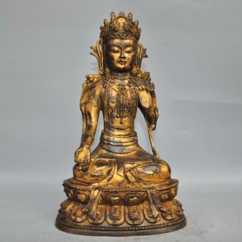 China Buddhism bronze Gilt goddess Tara Kwan-yin Guanyin Quanyin Buddha statue