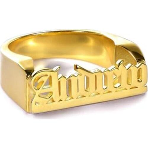 3UMeter Sterling Silver Carving Custom Rings Personality Customized Name Ring Female INS Cool Style Christmas Gift Letter Ring