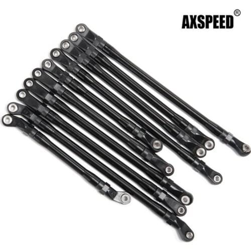 AXSPEED Aluminum Alloy Upgrade Pull Rod Set All-car #Black for Axial SCX-10 II 90046 RC Crawler Car