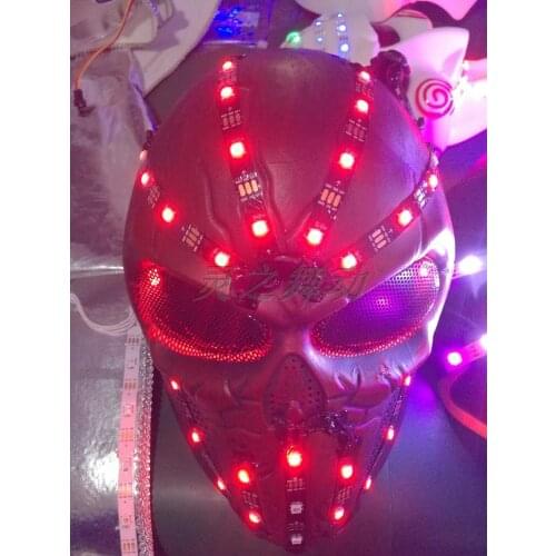 Red Laser Mask Luminous Light Up Laserman Show Halloween Masks For Laser Stage Show Dancer DJ Headwear