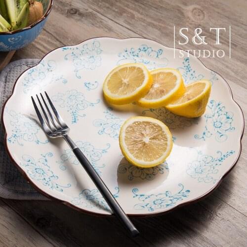 Creative American Style handpanited ceramic plate dish porcelain tableware Irregular Plant steak plate pasta dishes snack plates