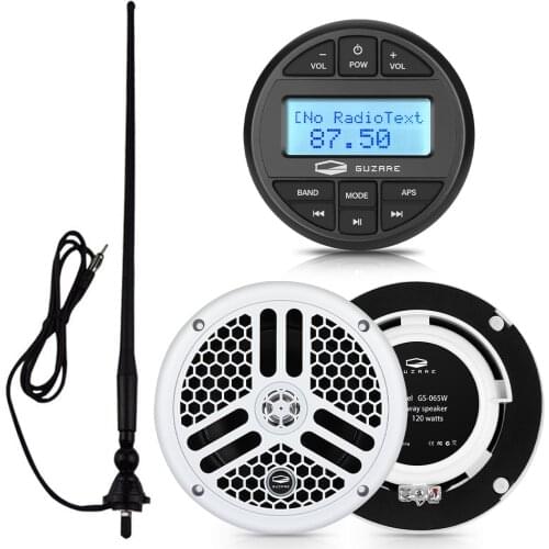 Marine Stereo Bluetooth Media Receiver Boat Radio Audio Car MP3 Player+6.5inch Waterproof Speaker+FM Antenna For ATV Bath Yacht