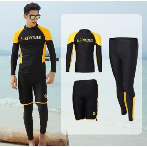 Mens Gym Running Fitness Sportswear Kit Compression Long Sleeve Swimsuit Surfing Snorkeling Basic Dive Suit Rash Guards Sun UV
