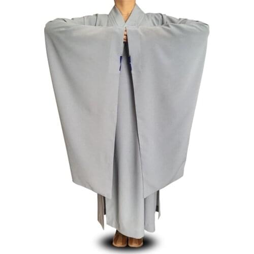 Male Female Meditation Clothing Vestment Shaolin Monk Costume Gray Zen Buddhist Monk Robes TA1804