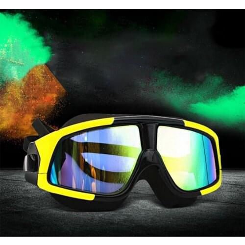 Men Women Swimming Goggles Waterproof Anti-Fog UV Protection Swim Mask Comfortable Silicone Large Frame Swim Glasses