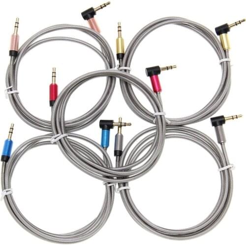 Wholesale Heacy Metal Jack 3.5mm Connector Audio Cable Sound Box Cable Bend-to-Straight Head Connecting Line 300pcs/lot