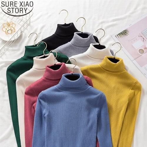Autumn Winter Knitted Tops 2021 New Turtleneck Women Pullover Sweater Fashion Long Sleeve Korean Ladies Clothes Sweater 11107