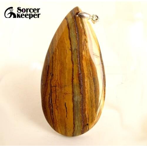 Collares Pendant Necklace Natural Sunset Jaspers Stone Gem Men Jewelry Leather Necklace & Pendant New Fashion Bijoux Women KS058