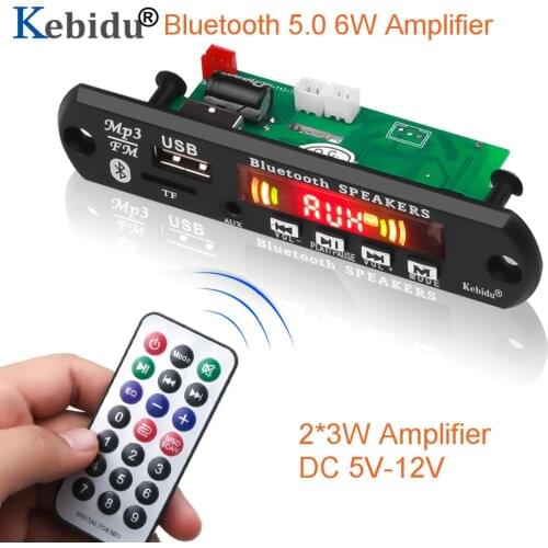 Bluetooth 5.0 MP3 Decoder Board FM Radio Audio Module DC 5V-12V With amplifier 2*3W For Car Remote Music Speaker Recording