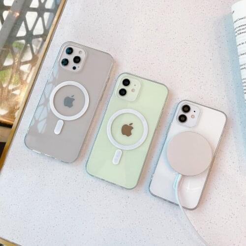 For IPhone 12 Pro Max Case Clear Wireless Magnetic Charging Cover For IPhone 11 Pro Drop Airbags Silicone 8 Plus X XS XR Cases