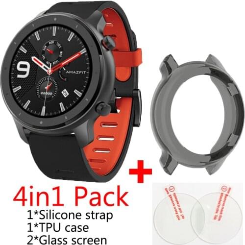 4in1 Wrist Straps for huami Amazfit GTR 47mm strap band Sports Silicone Belt for xiaomi gtr47mm case TPU cover glass screen