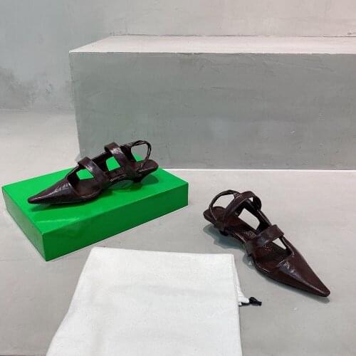 Top Quality Womens Sandals Genuine Leather Dress Shoes Pointed Toe Party Shoes Summer Hot Sell Ladies Sandals With Size 35-40