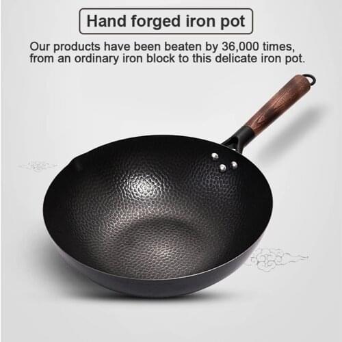 Chinese Style Frying Pan High-end Home Non-stick 32cm Wooden Handle Traditional Wok Super Scrambled Eggs Pan-free Pan Wok Pans