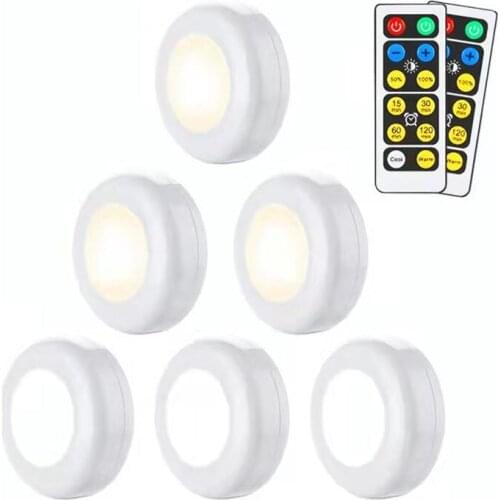 Led Cabinet Light White+Warm light Color Remote Control Wireless Dimmable LED Night Lamps Battery Light for Closet Kitchen Stair