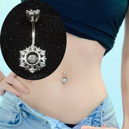 925 Sterling Silver Belly Button Rings Zircon Snowflake Navel Piercing Body Decoration Jewelry For Women man Female Fashion Sexy