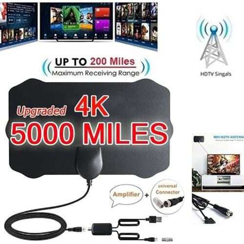 4K Ultra HD Signal Amplifier Digital TV Antenna HDTV 5000 Miles With Amplifier VHF/UHF Quick Response Indoor Outdoor Aerial Set