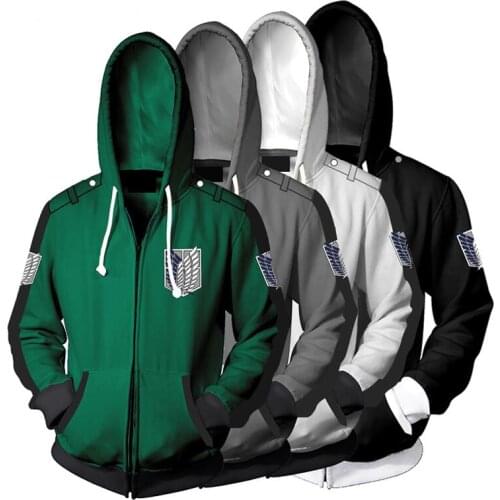 Spring Antumn Zipper Jackets Anime Attack on Titan 3d Printed Hooded Hoodies Sweatshirts for Men Cardigan Hoody Clothes Tops