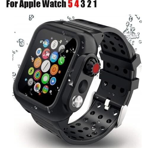 For Apple Watch Waterproof Case Rugged Cover with Silicone Watch Band Strap