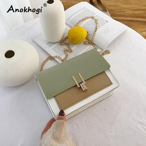 Classic Style Ladies Fashion PU Mini Square Bag Women Casual Metal Lock Chain Sling Bag All Match Shoulder Bag