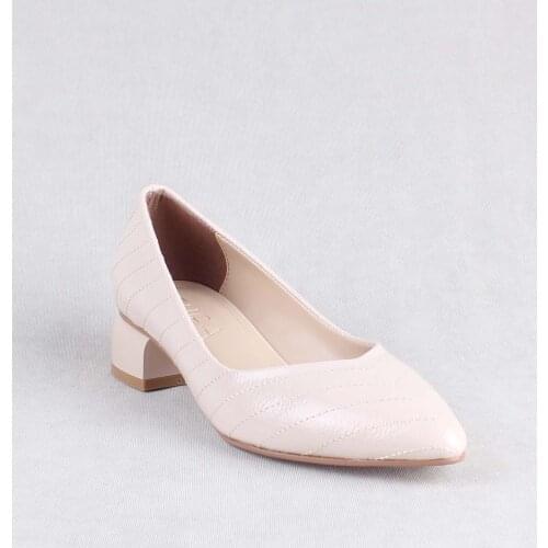 Women Shoes Beige Casual Stylish Comfortable Low Square Heel Shoes