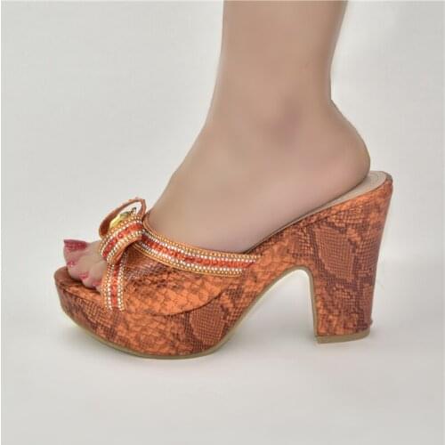 2021 Orange African High Heels Woman Shoes Femmes Chaussures Slippers Sandalias Mujer Buty Damskie Scarpe 222-12 Height 10.5cm