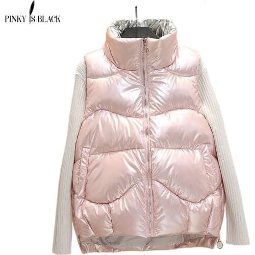 PinkyIsBlack Women Winter Vests 2021 New Short Bright Color Vest Cotton Padded Jacket Sleeveless Female Winter Waistcoat Vest