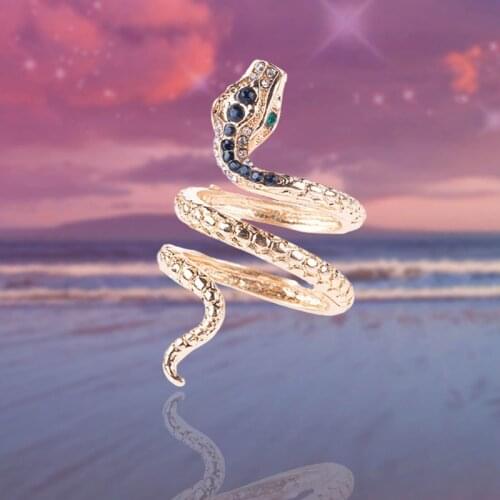 Punk Rock Zircon Ring Retro Zircon Ring Fashion Jewelry For Women Rose Gold Snake Ring Accessories Gift