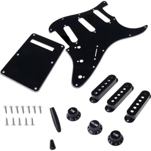 1set SSS Electric Guitar Pickguard Back Plate Pickup Cover Knobs Tips for st SQ Accessories Parts