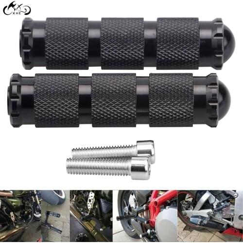 1 Pair Motorcycle CNC Aluminum Black Rear Footrest Foot Peg Pedal Fit For Aprilia Ducati Honda Kawasaki Ninja Suzuki Yamaha YZF