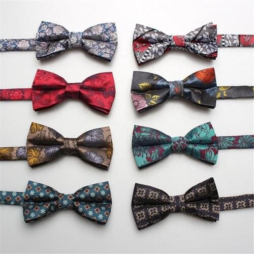 10Pcs/Lot Paisley Floral Bowties for Men Silk Bow Tie Brown Mens Wedding Accessories Bowtie Green Pre-Tied Bowtie Wholesale B221