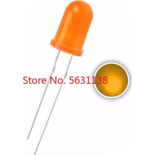 100pcs 5mm Diffused Orange (602-610nm) Color LED Round Head 3V 20mA DIP Ultra Bright LED Lamp Light Beads Factory direct sales