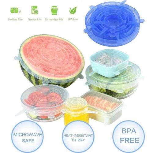 12 Pieces/Set Reusable Silicone Food Wrap Food Fresh-keeping Cover Kitchen Organization Tool Food Fresh Keeping Sealed Lids