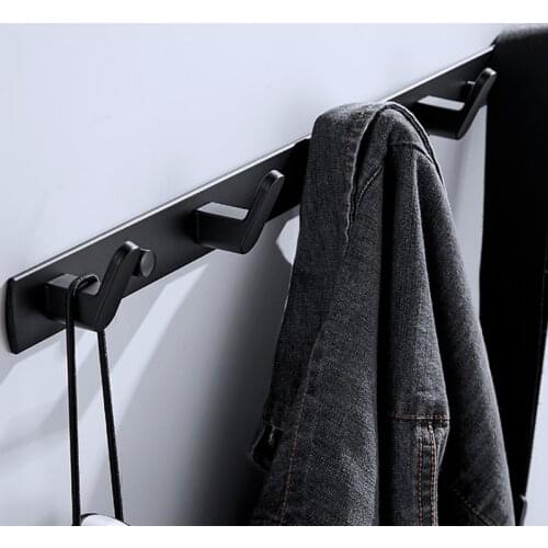 3/4/5/6 Hooks Coat Rack Wall Mounted Heavy Duty Hanger, Metal Coat Hook Rail for Coat Clothes Hat Towel Jacket WF