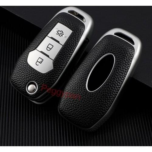 3 Buttons Premium Soft TPU+PU Leather Full Cover Protection Smart Remote Keyless Key Fob Shell For Ford Focus Ranger Ecosport 18