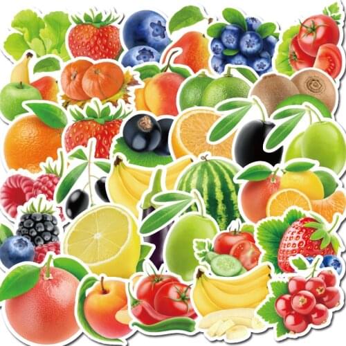 50/100Pcs Cartoon Fresh Fruit Vegetables Stickers For Kids Laptop Cup Dish Refrigerator Education Toy Gifts