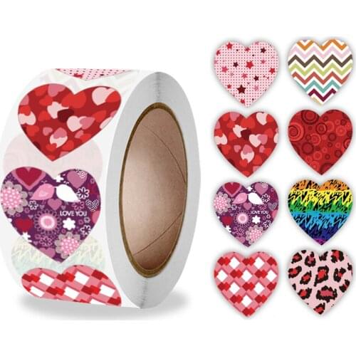 500pcs Heart Shape Labels Valentines Day Paper Packaging Sticker Candy Dragee Bag Gift Box Packing Bag Wedding Thanks Stickers