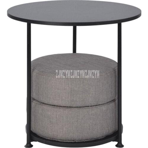 55cm Nordic Round Table With 2PCS Floor Seat Cushion Modern Simple Design Tea Coffee Table Wood Desktop Carbon Steel Bracket