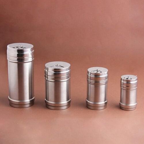 Stainless Steel Spice Jar Dredge Salt Sugar Spice Pepper Shaker Seasoning Can with Rotating Cover Multi-purpose Kitchen Tool