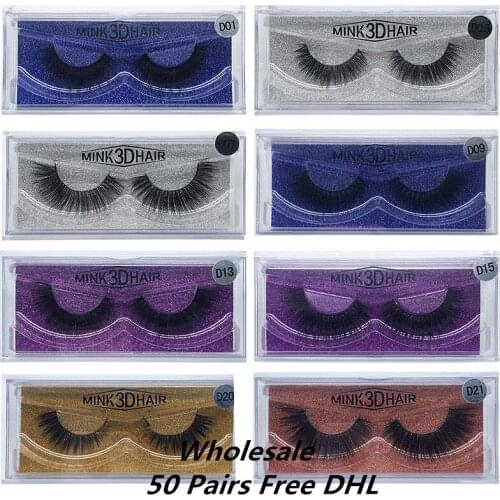 Free DHL 50 pairs 3D Mink Eyelashes Mink False Eyelashes Handmade Mink Collection 3D Dramatic Lashes 15Styles Glitter Packaging