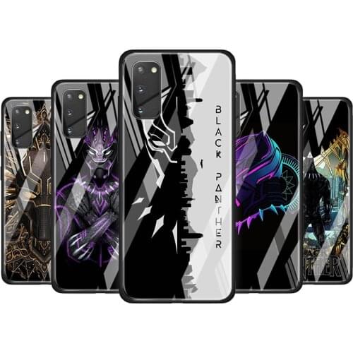Black Panther Art Tempered Glass Cover For Samsung Galaxy S20 S10 S9 S8 S10E FE Ultra Plus Lite 5G Phone Case